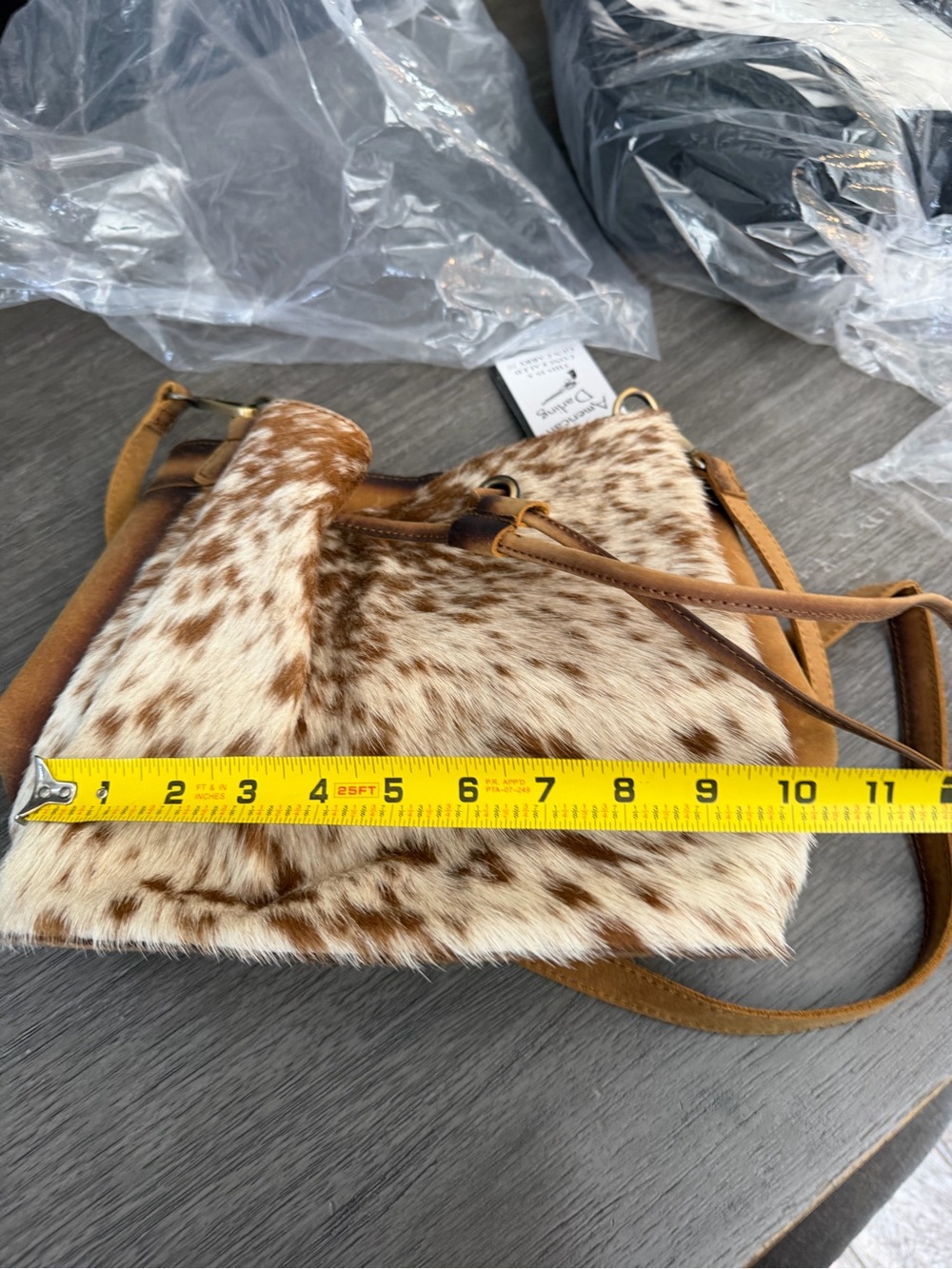 American Darling CC Brown Faux Fur & Leather Bucket Tote Bag - Picture 5 of 9